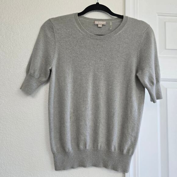 Repeat 100% Organic Cashmere Short Sleeve Sweater Size 38 S Gray Minimalist Chic - Picture 4 of 9